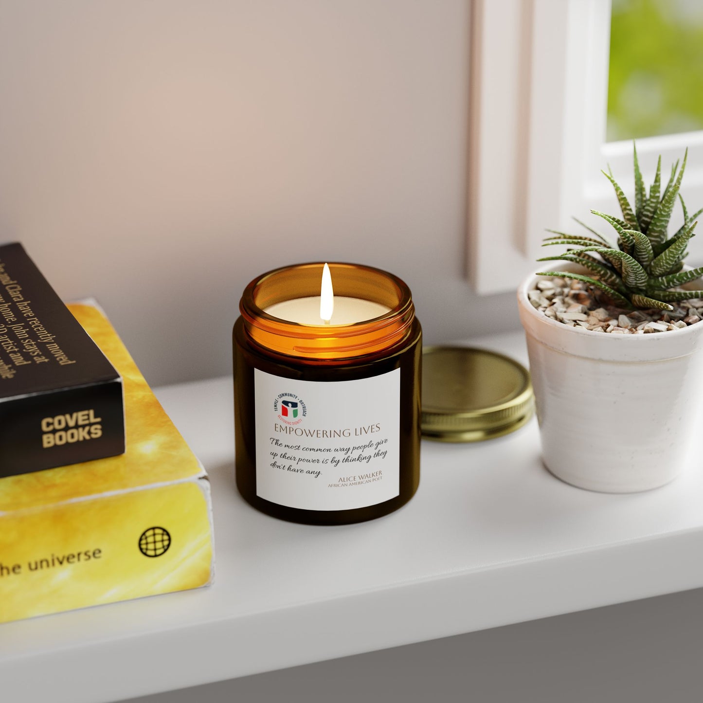 Alice Walker (poet) Quote "Empowering Lives" Scented Candles, Coconut Apricot Wax (4oz, 9oz)