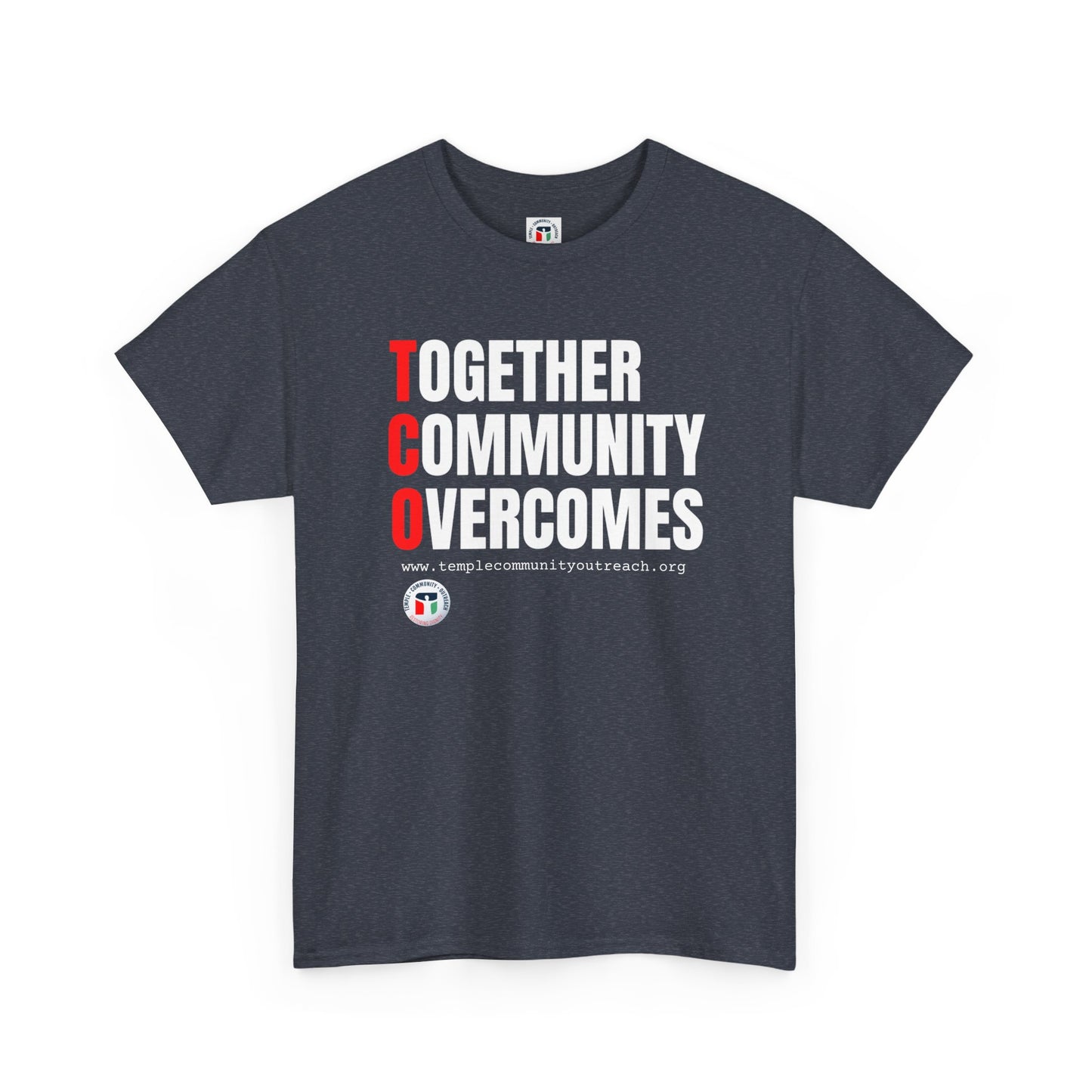 Unisex Heavy Cotton Tee - "Together Community Overcomes" Inspirational Shirt