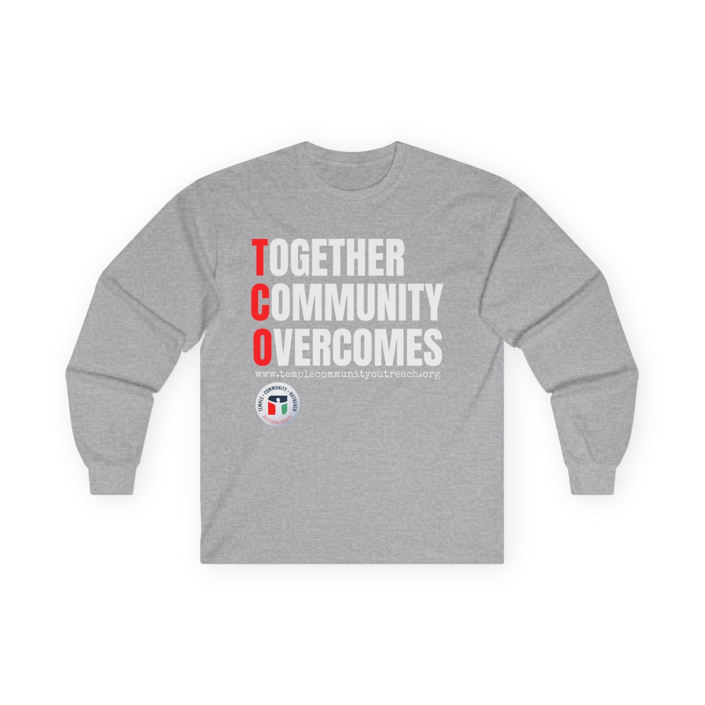 Together Community Overcomes Long Sleeve Tee — TCO Motivational Crewneck