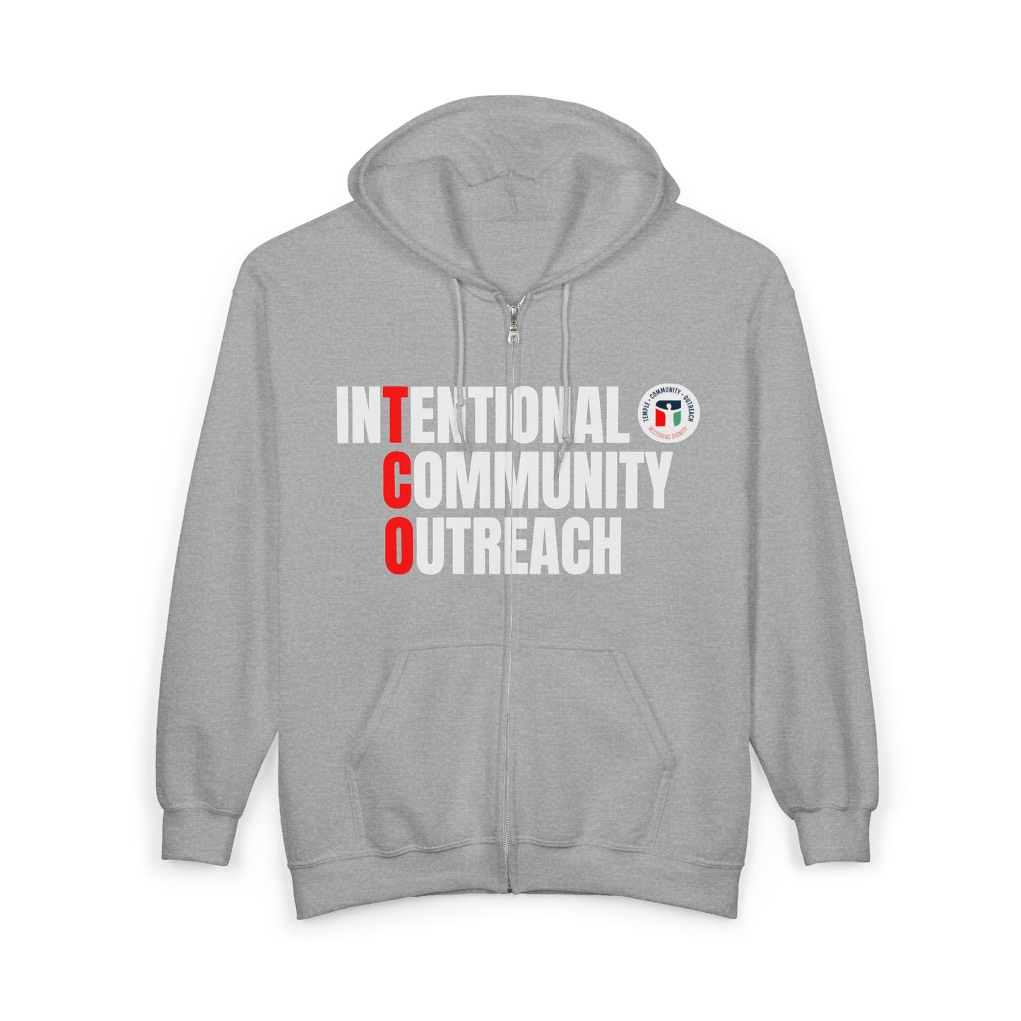 Community Outreach Zip Hoodie — "Intentional Community Outreach" Church Volunteer Hoodie