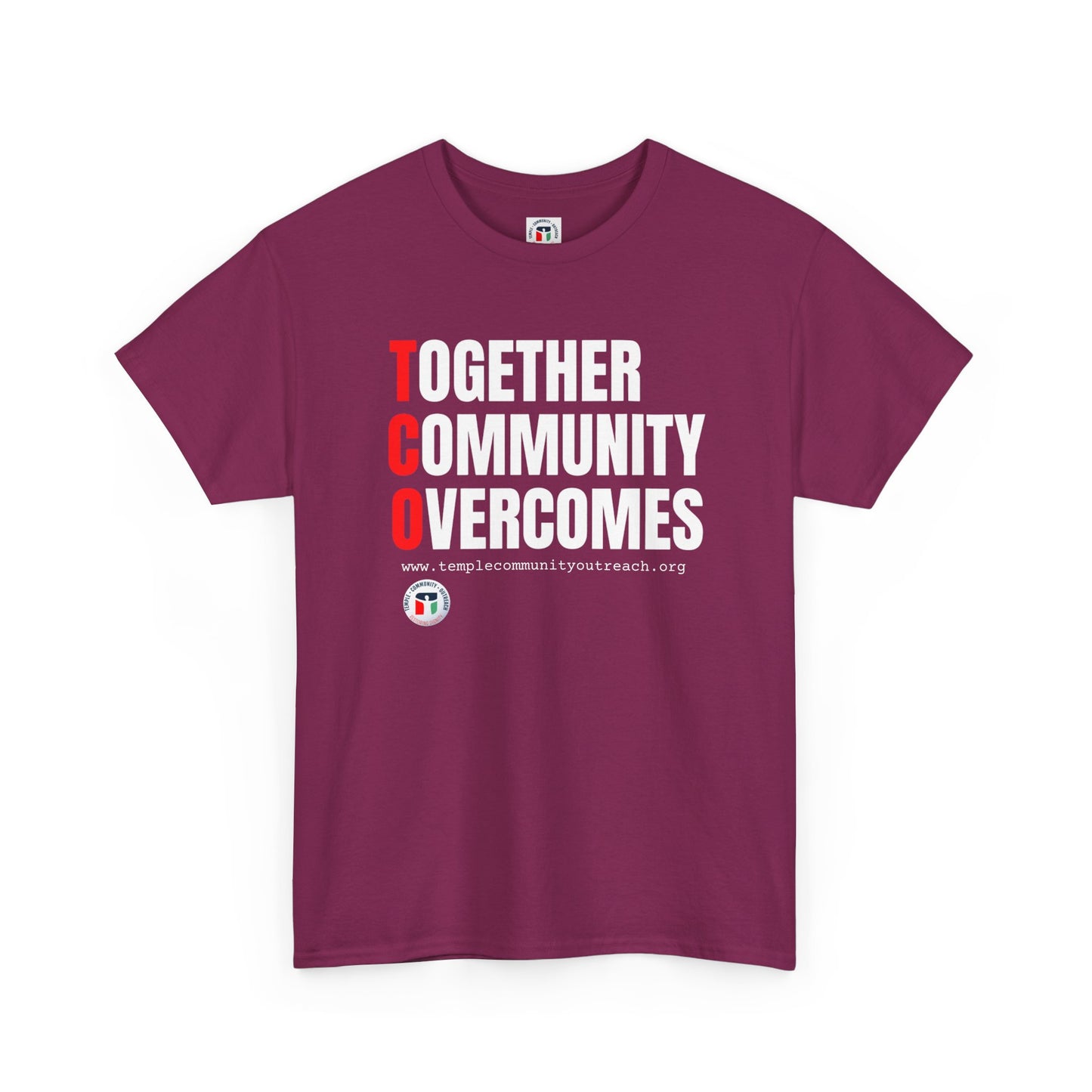 Unisex Heavy Cotton Tee - "Together Community Overcomes" Inspirational Shirt