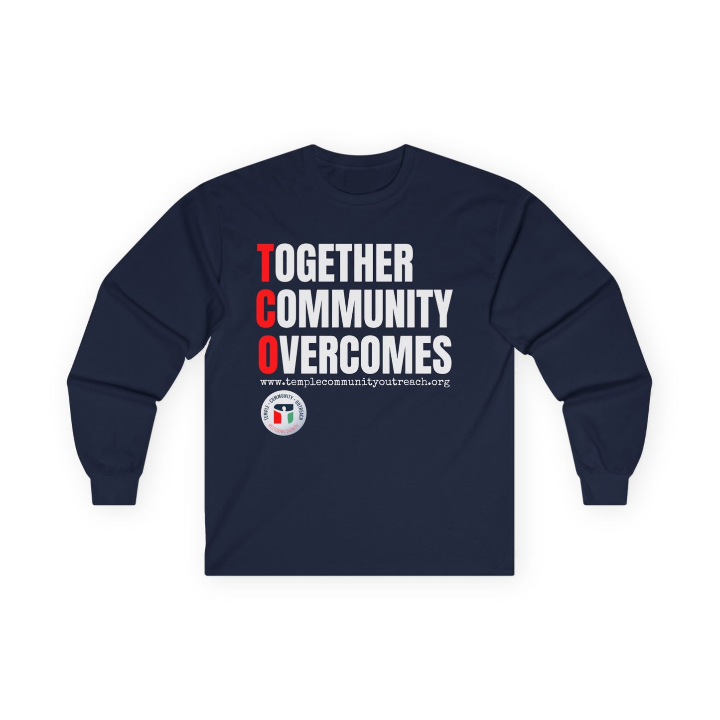 Together Community Overcomes Long Sleeve Tee — TCO Motivational Crewneck