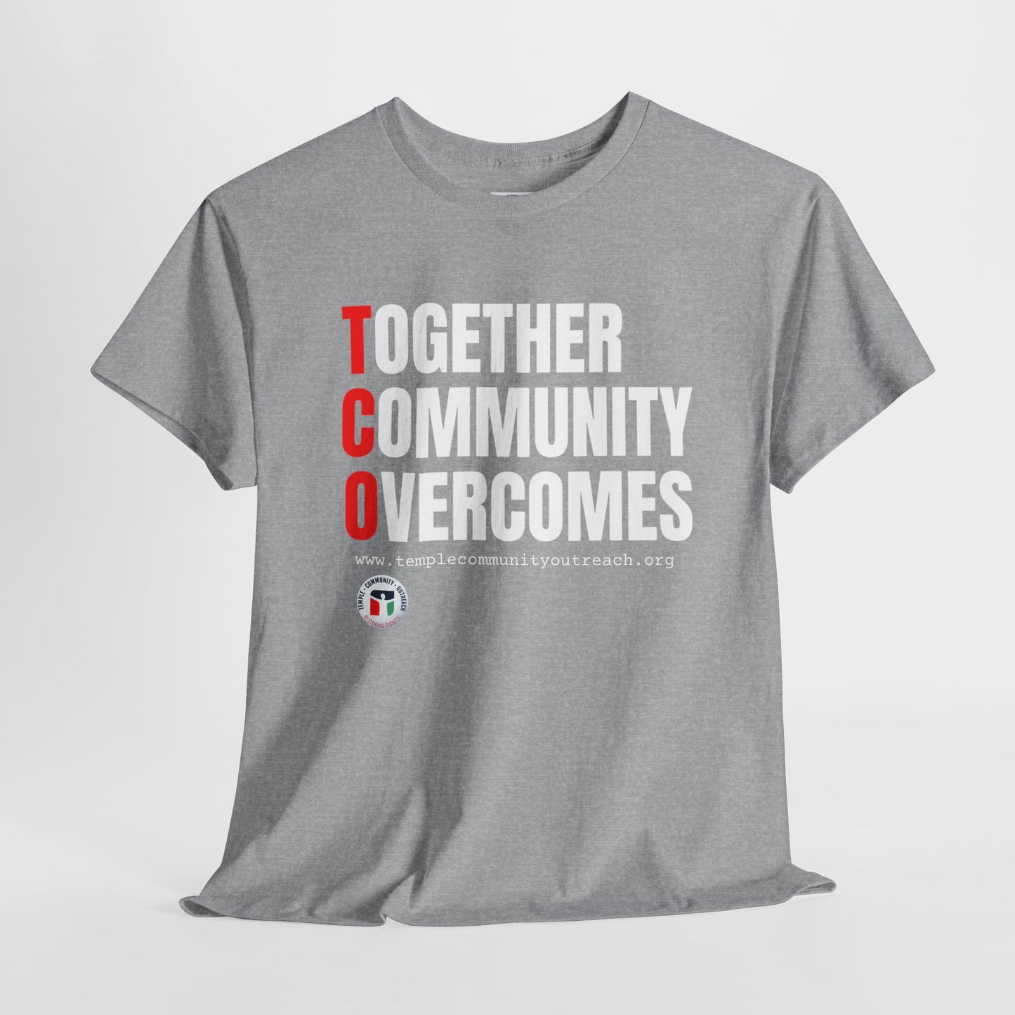 Unisex Heavy Cotton Tee - "Together Community Overcomes" Inspirational Shirt