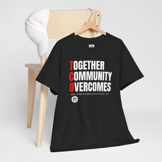 Unisex Heavy Cotton Tee - "Together Community Overcomes" Inspirational Shirt