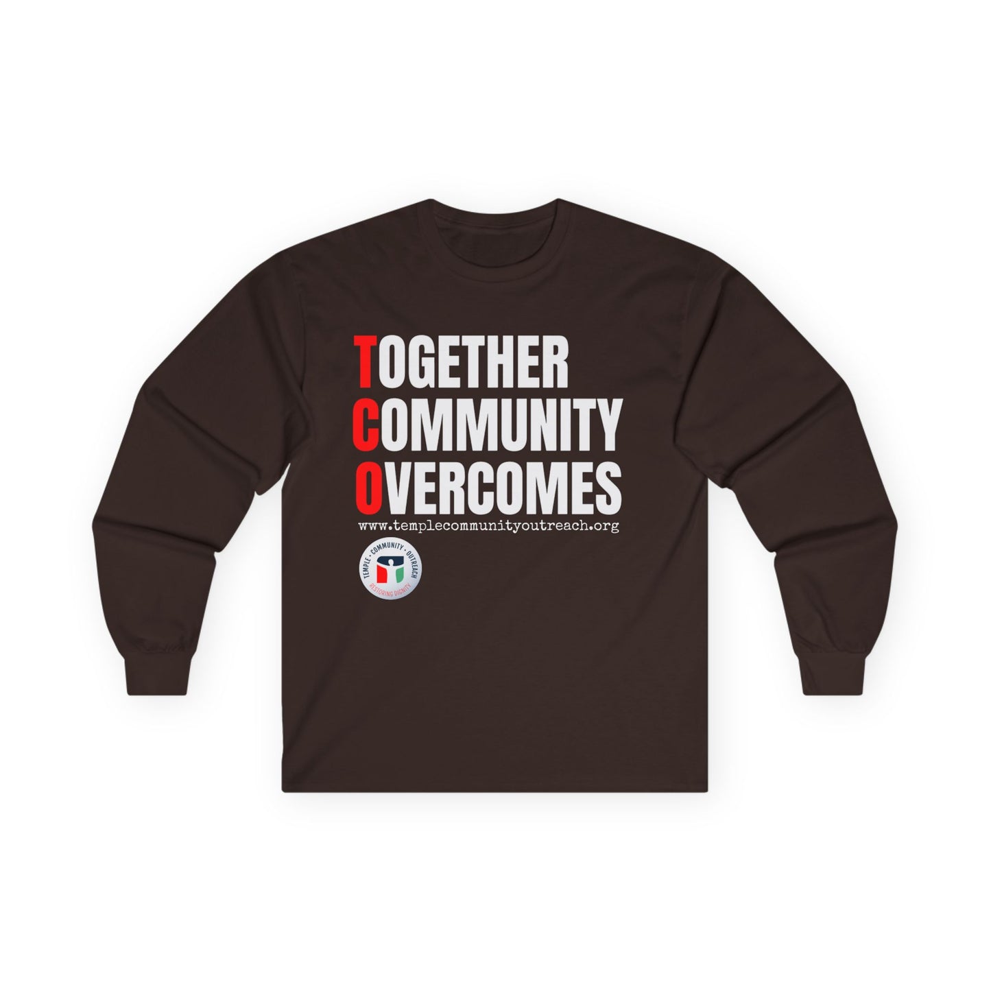 Together Community Overcomes Long Sleeve Tee — TCO Motivational Crewneck