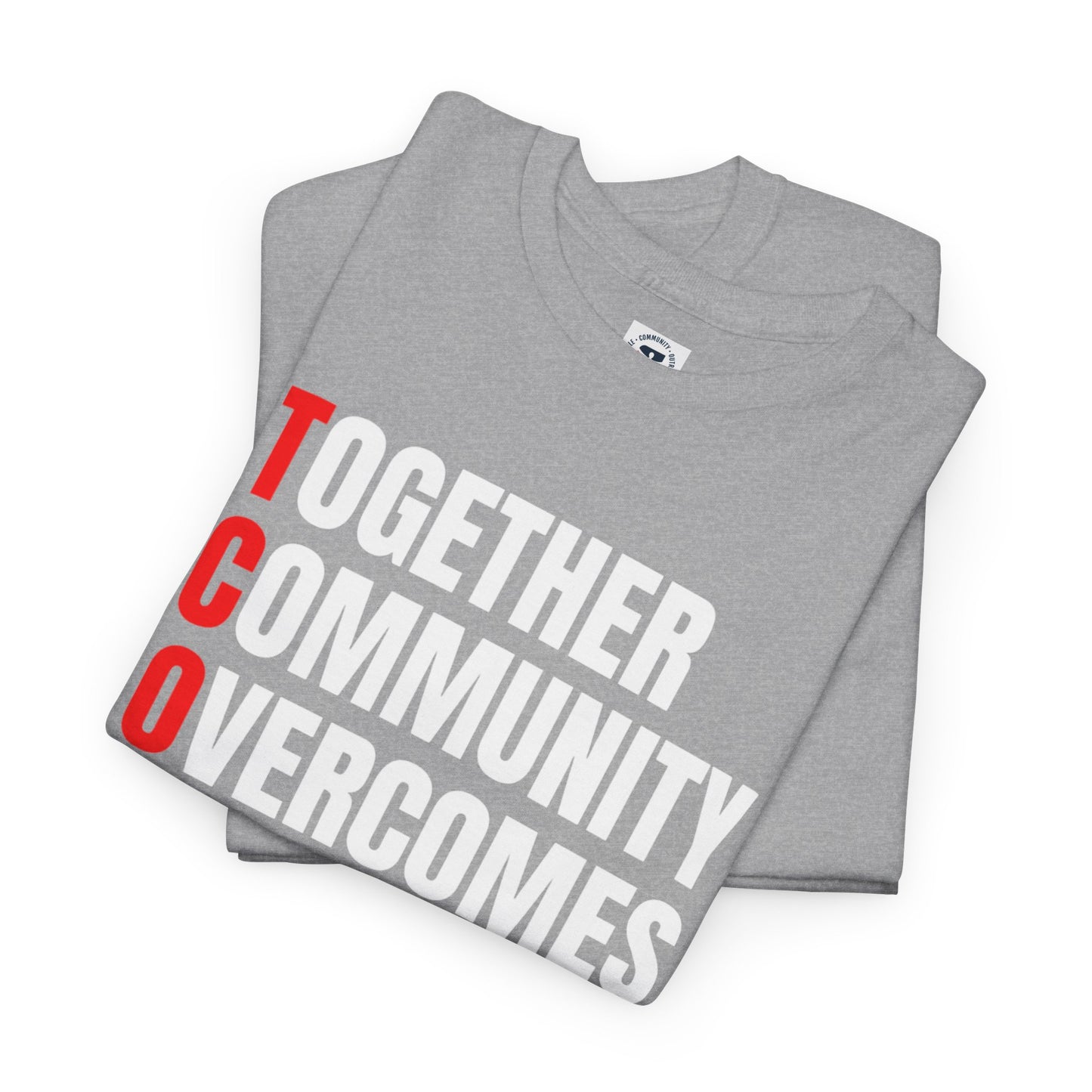Unisex Heavy Cotton Tee - "Together Community Overcomes" Inspirational Shirt