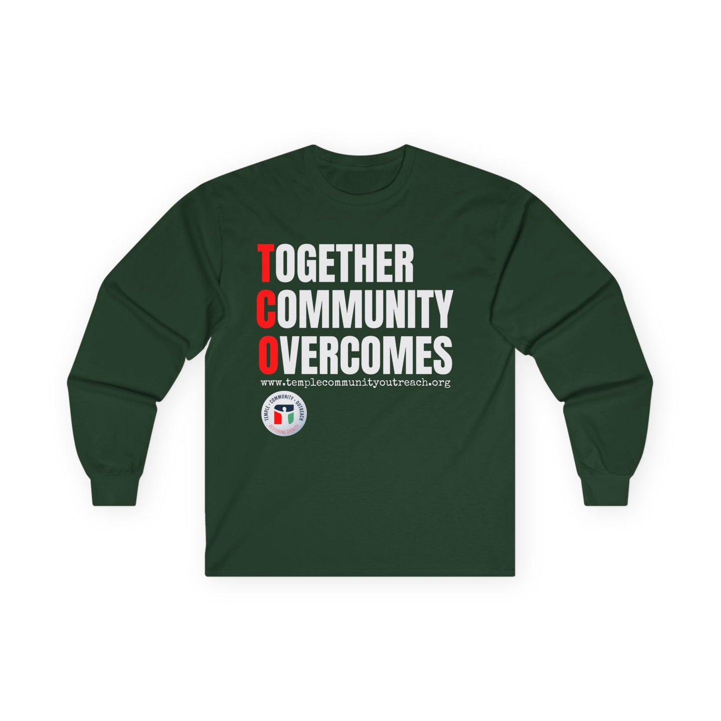 Together Community Overcomes Long Sleeve Tee — TCO Motivational Crewneck
