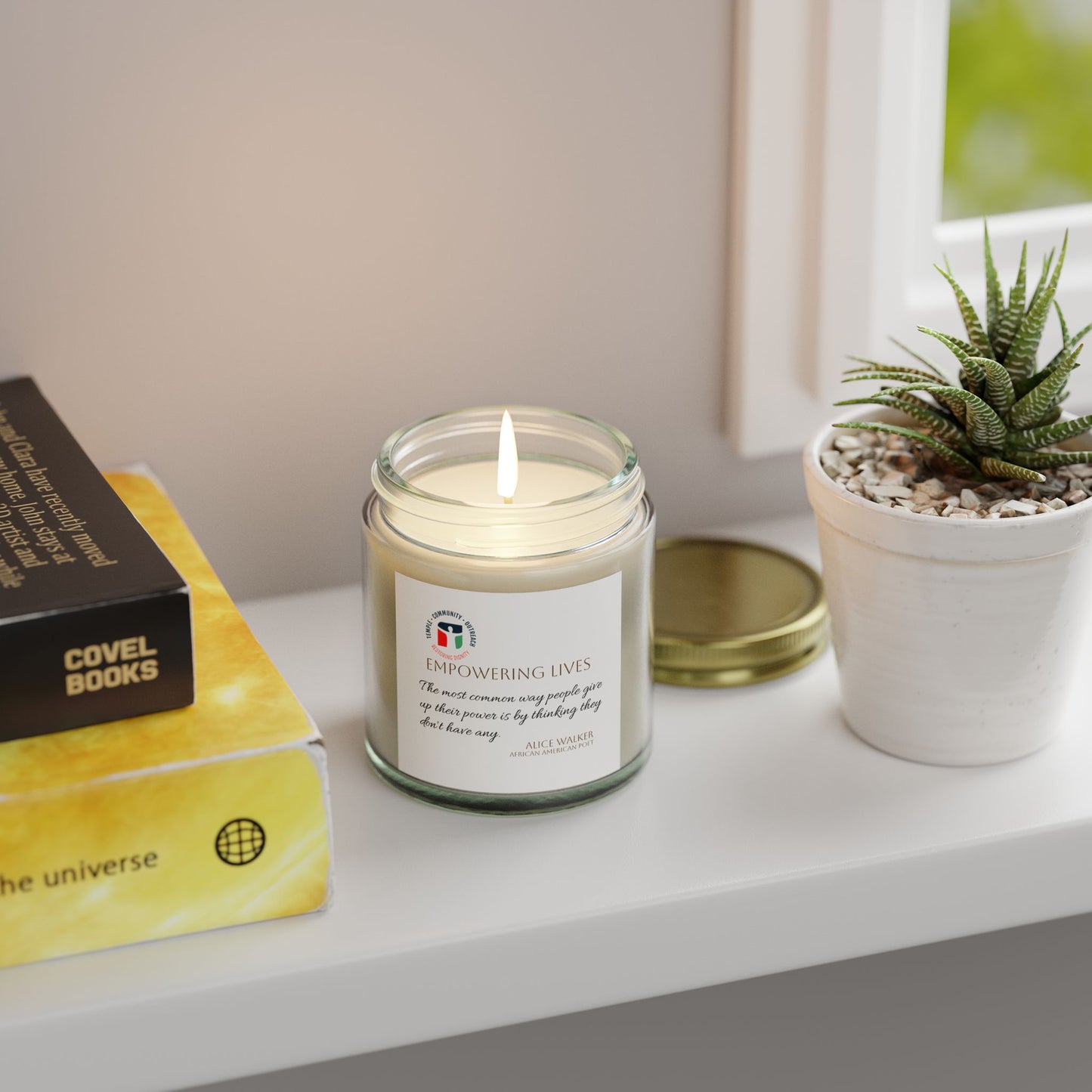 Alice Walker (poet) Quote "Empowering Lives" Scented Candles, Coconut Apricot Wax (4oz, 9oz)