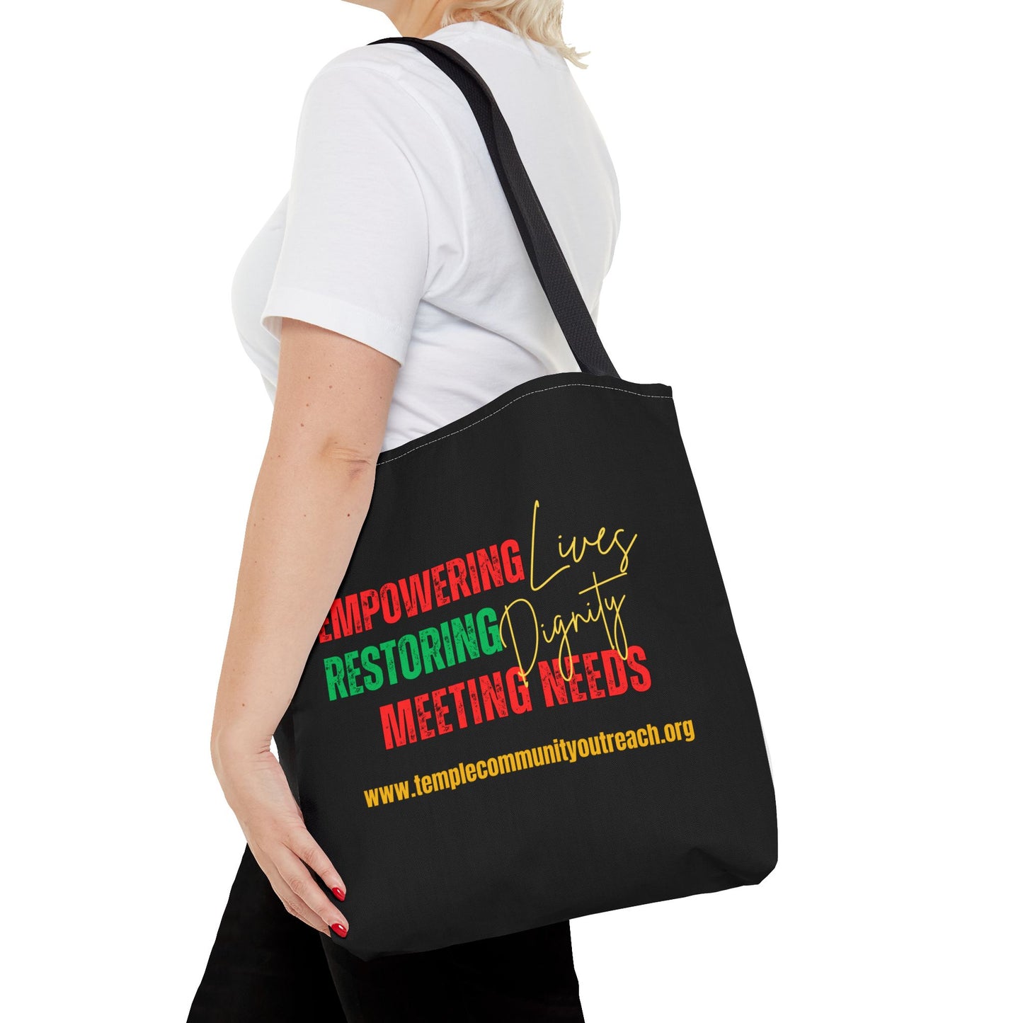 Empowering Community Tote Bag - Restore Dignity & Meet Needs