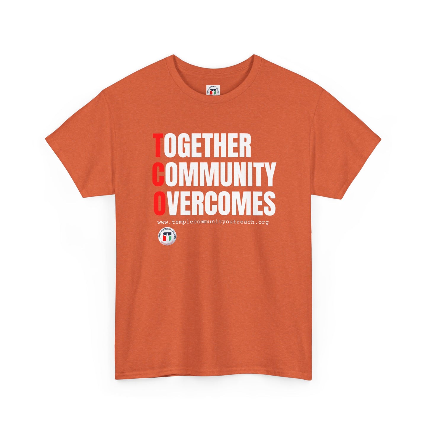Unisex Heavy Cotton Tee - "Together Community Overcomes" Inspirational Shirt