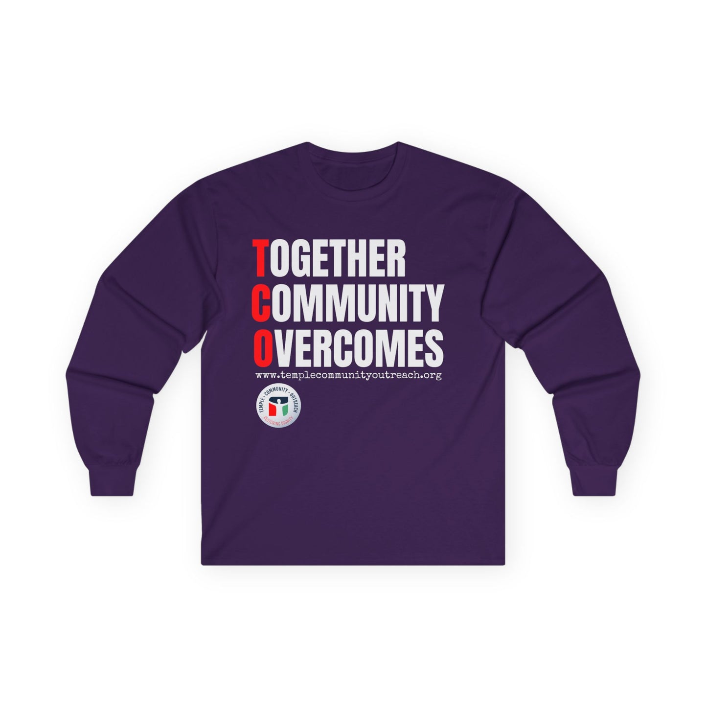 Together Community Overcomes Long Sleeve Tee — TCO Motivational Crewneck