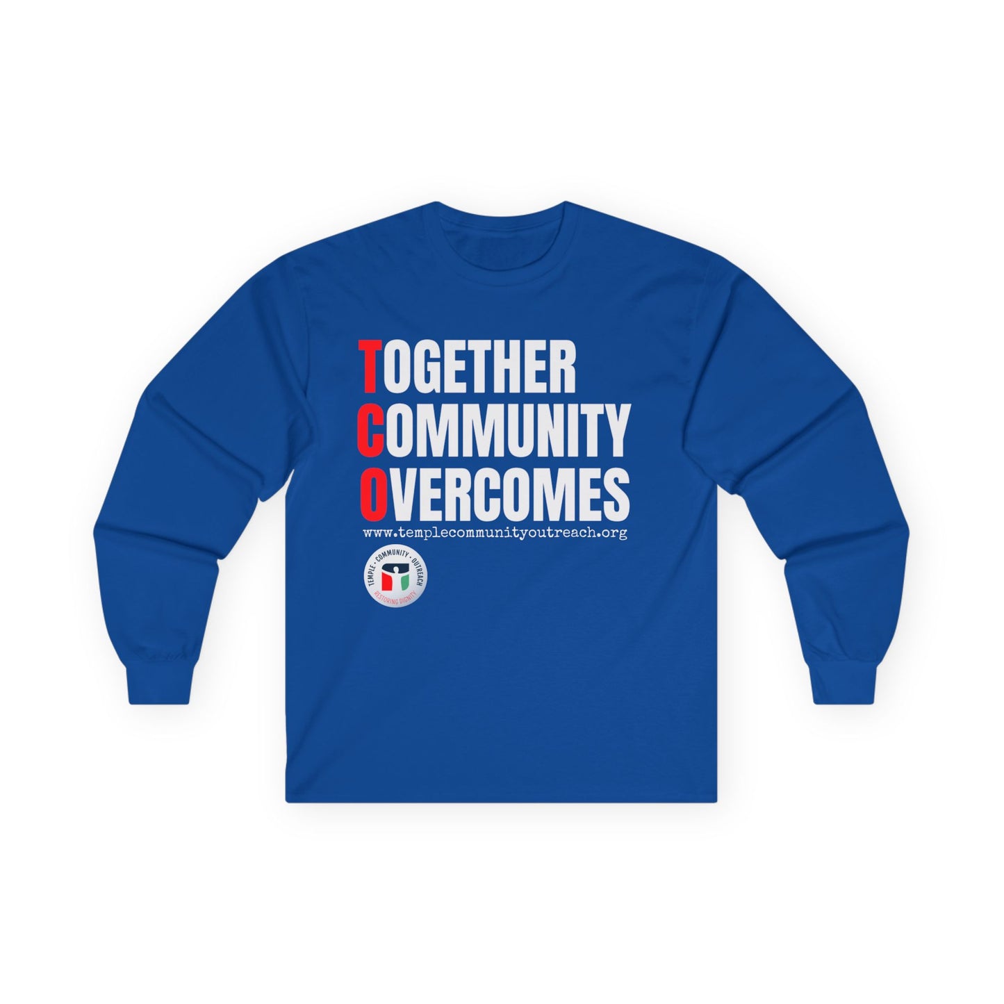 Together Community Overcomes Long Sleeve Tee — TCO Motivational Crewneck