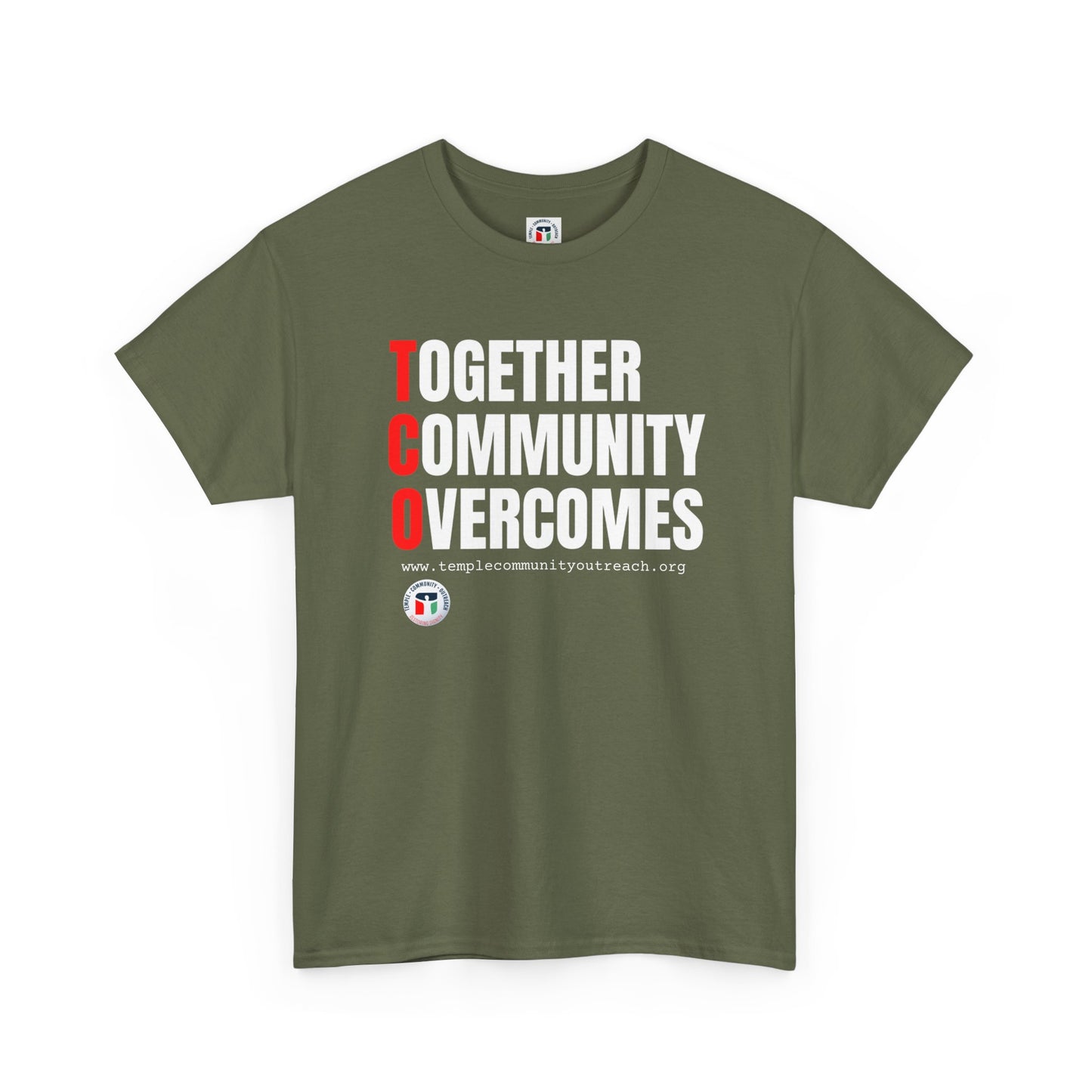 Unisex Heavy Cotton Tee - "Together Community Overcomes" Inspirational Shirt