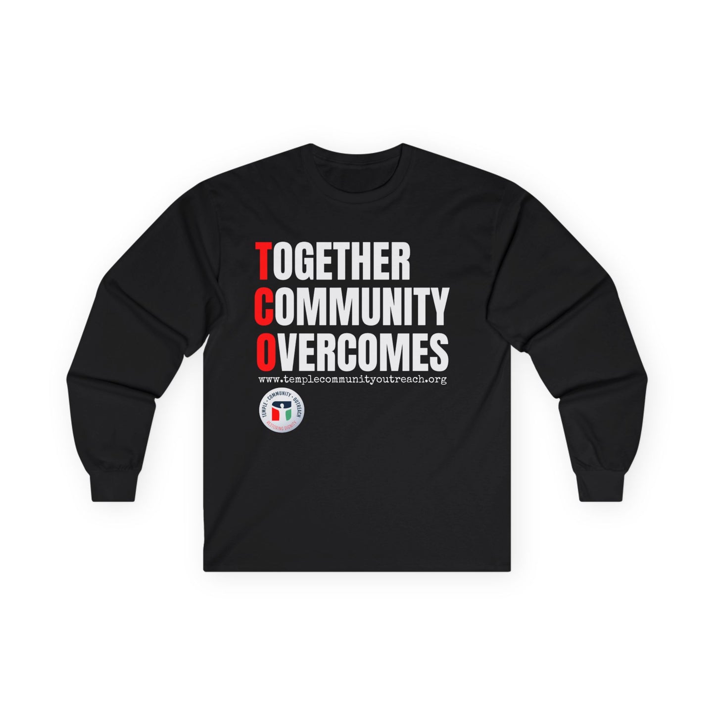 Together Community Overcomes Long Sleeve Tee — TCO Motivational Crewneck