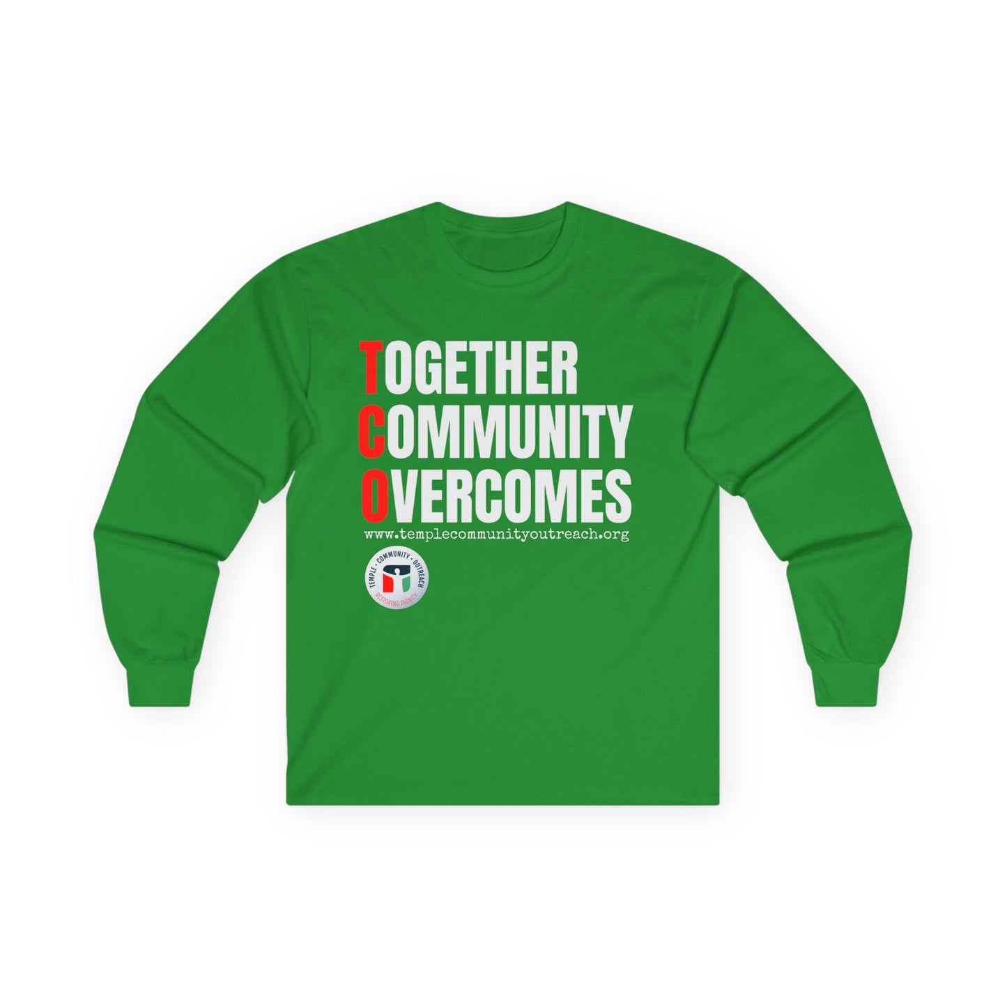 Together Community Overcomes Long Sleeve Tee — TCO Motivational Crewneck