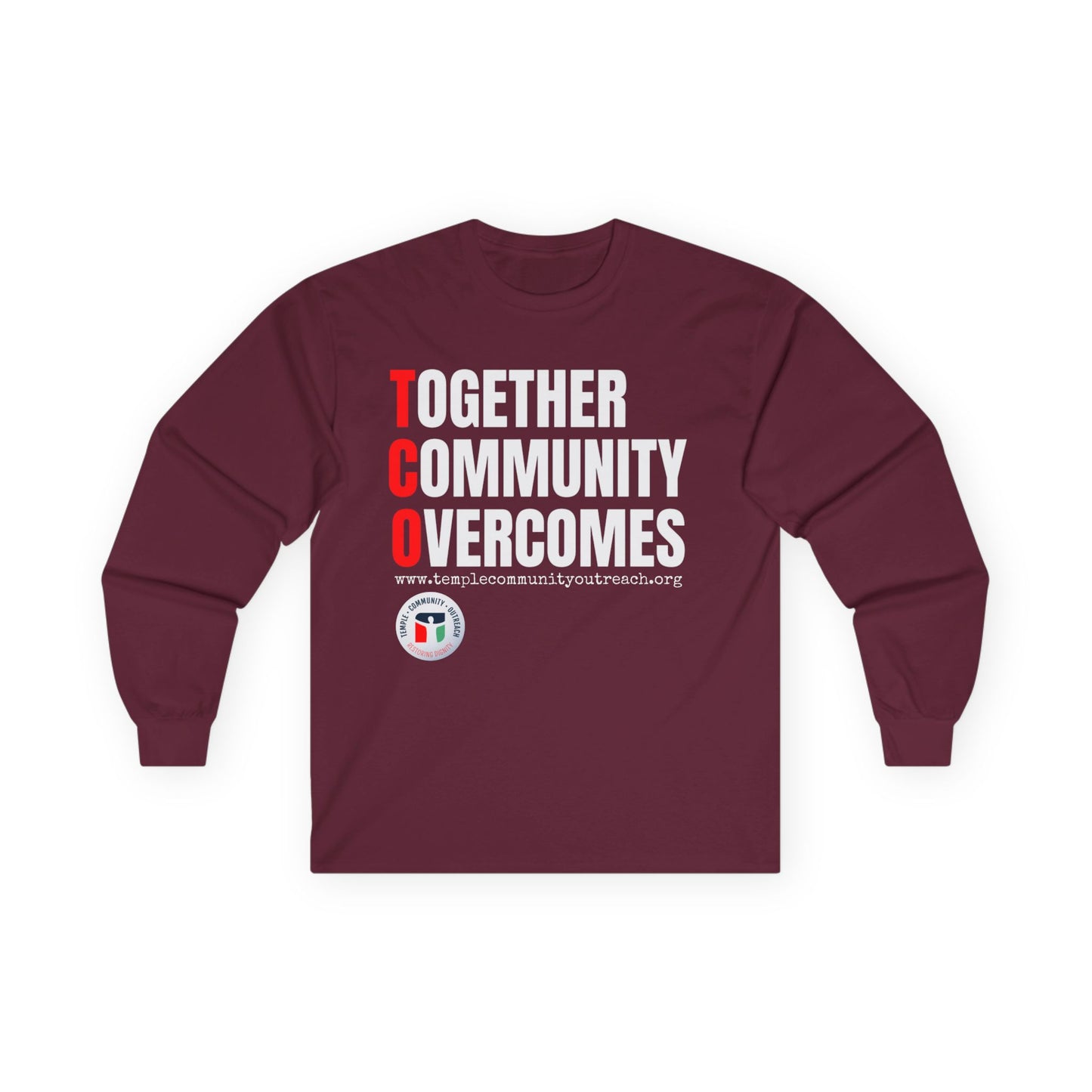 Together Community Overcomes Long Sleeve Tee — TCO Motivational Crewneck